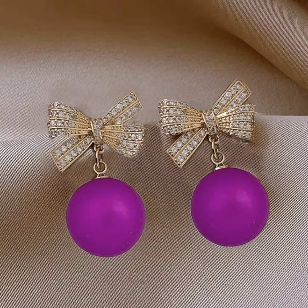 Bow Pearl Dangle Earrings